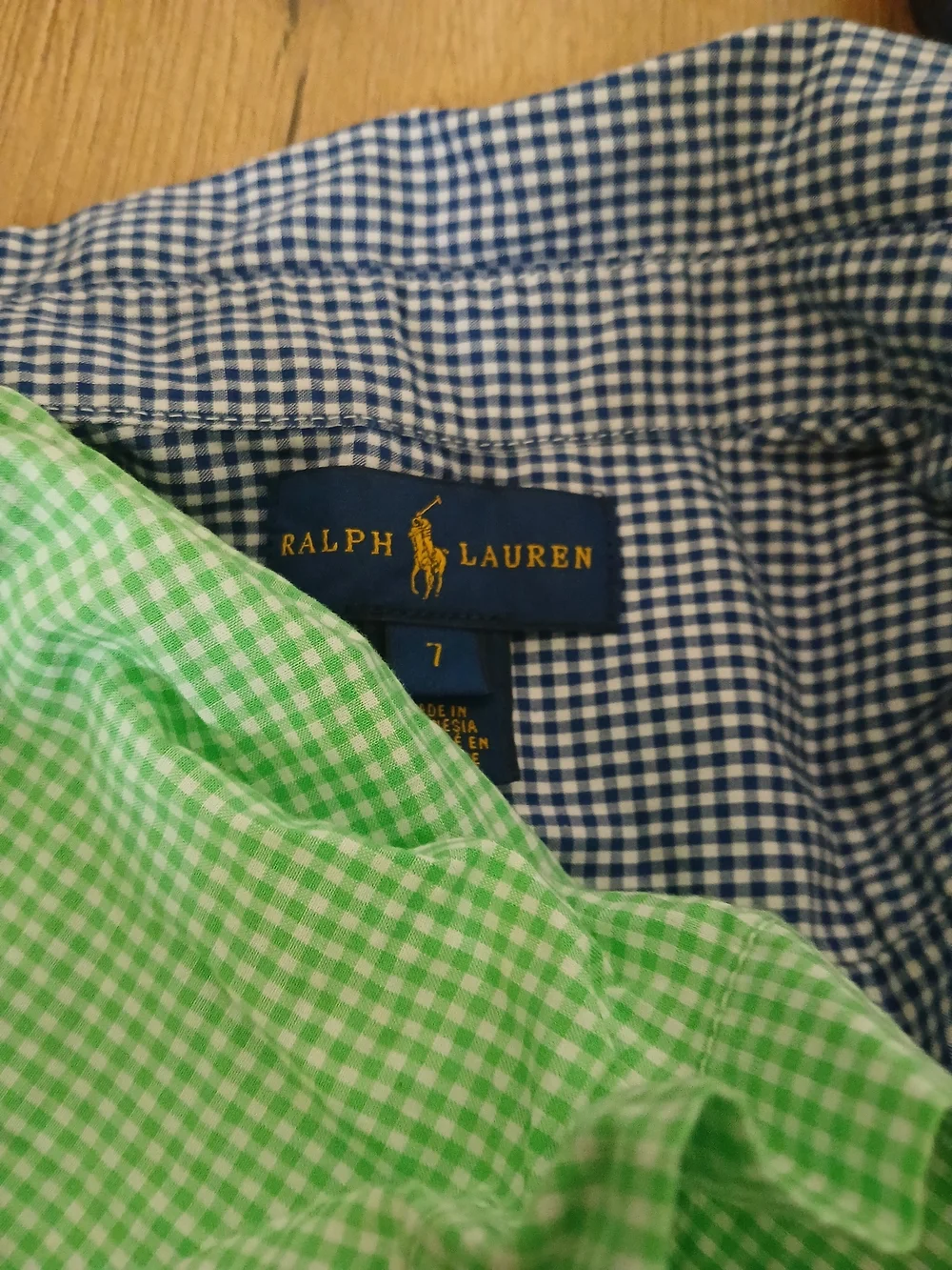 Ralph Lauren Gingham Button-Down Shirts in Light Green & Black